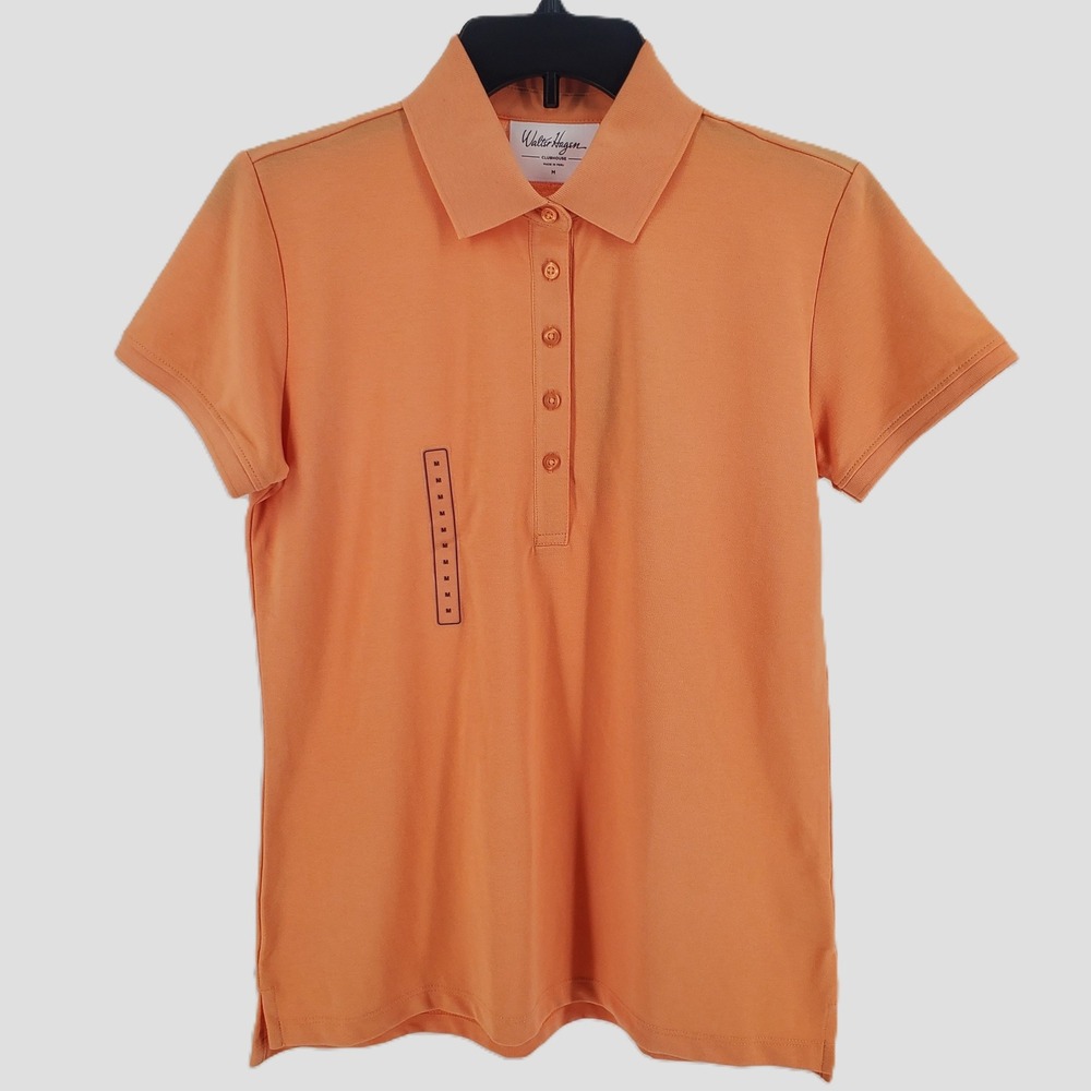 Walter Hagen Women M Clubhouse Classic Polo Shirt‎ Fresh Orange Moisture Wicking